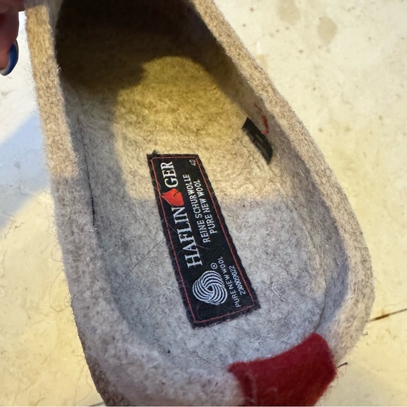 Haflinger 40 US 10 Beige Slippers with Red Heart Accents Shoes - Picture 7 of 7